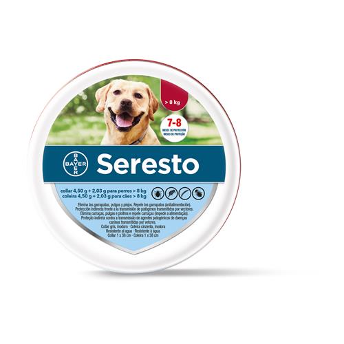 Seresto collar 4,50g+2,03g para perros +8kg